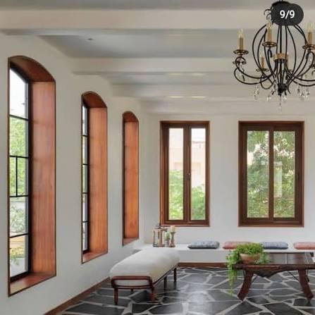 Granite window frame with elegant stone border